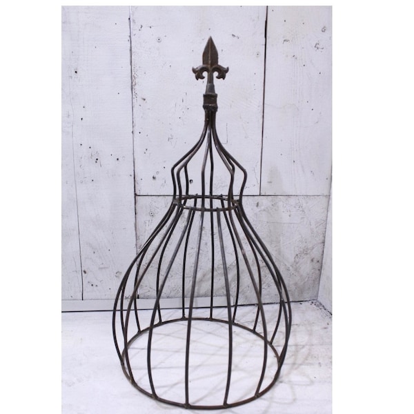 Wrought Iron Med 22" Egyptian Topiary Trellis, Plant Climber, Garden Support, Rustic Yard Sculpture, Round Metal Obelisk, Vegetable Frame