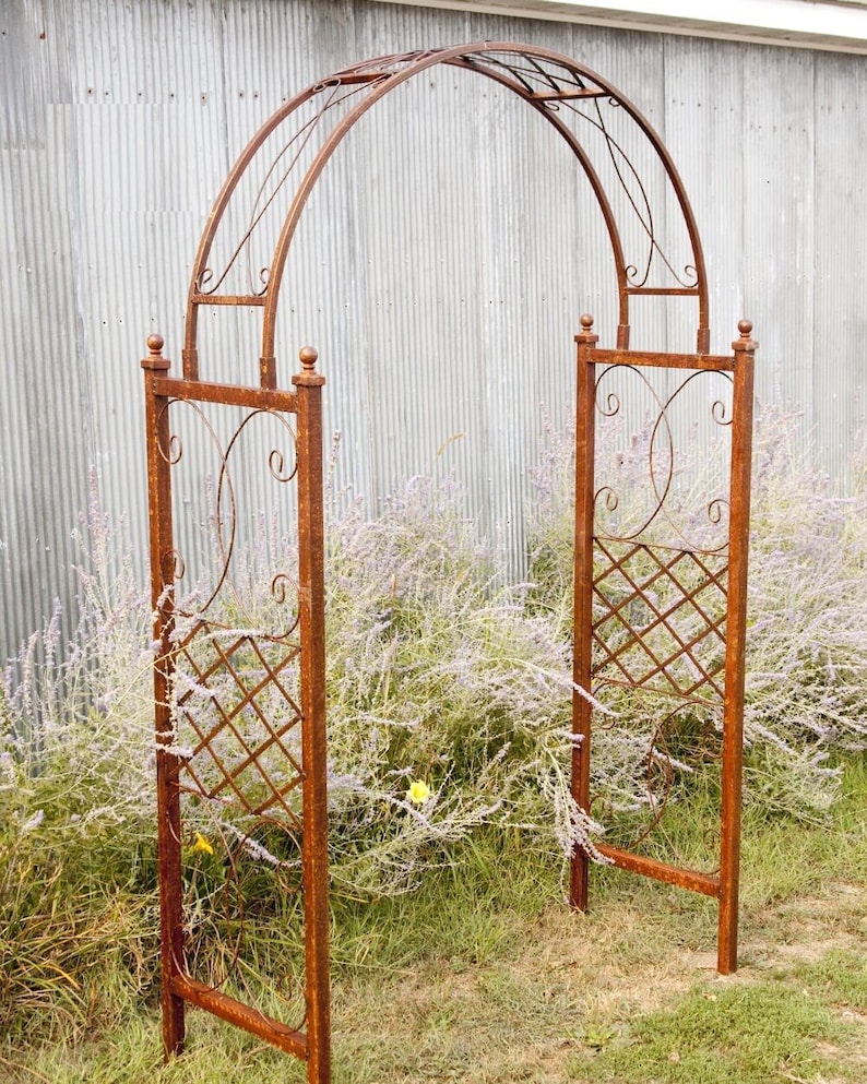 Customized Sky View Wrought Iron Arbor Garden Arch Rustic | Etsy