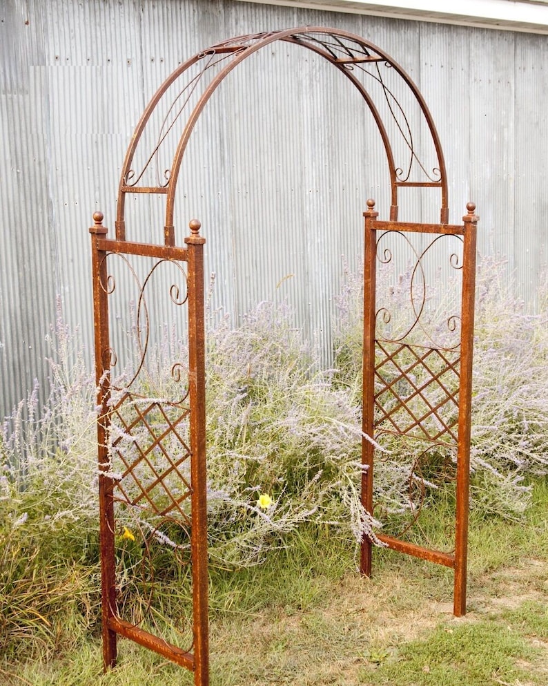 Customized Sky View Wrought Iron Arbor Garden Arch Rustic Etsy