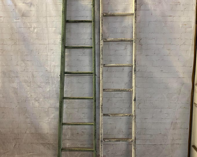 Ladder Rung Shelf Antique Vintage Wooden 7 Rung Ladders - Rustic Shelf - Primitive ...