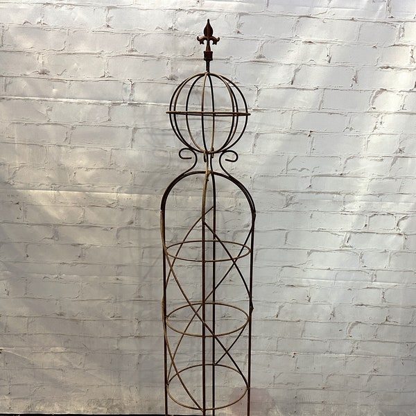 Wrought Iron 44" Mystic Topiary Flower Medium Trellis, Metal Plant Climber - Vegetable Garden Wire, Rustic Yard Sculpture, Patio Gardening