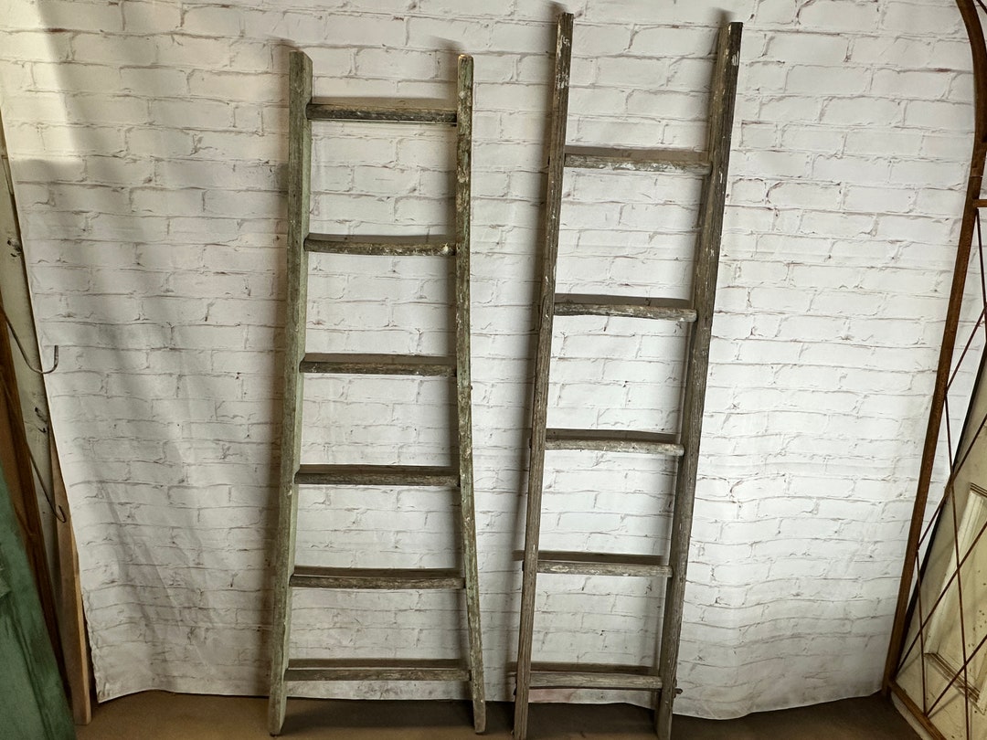 Choose - Vintage Wooden 6 Rung Ladder Shelf - Wood Quilt Blanket Rack ...