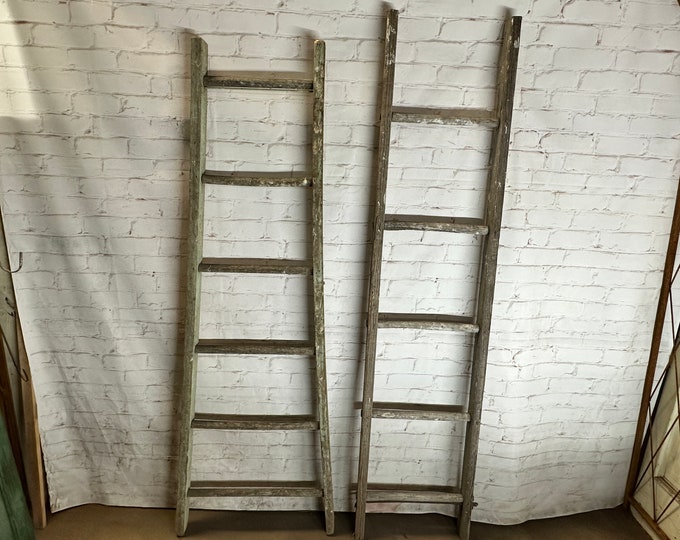 Ladder Rung Shelf Choose - Vintage Wooden 6 Rung Ladder Shelf - Wood Quilt Blanket Rack ...