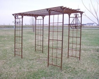81in Tall Mission Garden Pergola | Adjustable Steel Pergola 90in Wide