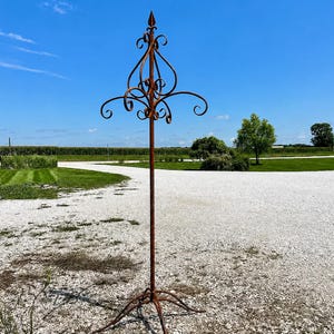 Wrought Iron Tree With Hooks Plant Stand – Rustic Outdoor Flower Basket Holder