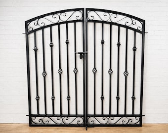 4ft Tall x 5ft Wide Center Divide Donovan Wrought Iron Gate | Double Garden Entry Gate | USA Made