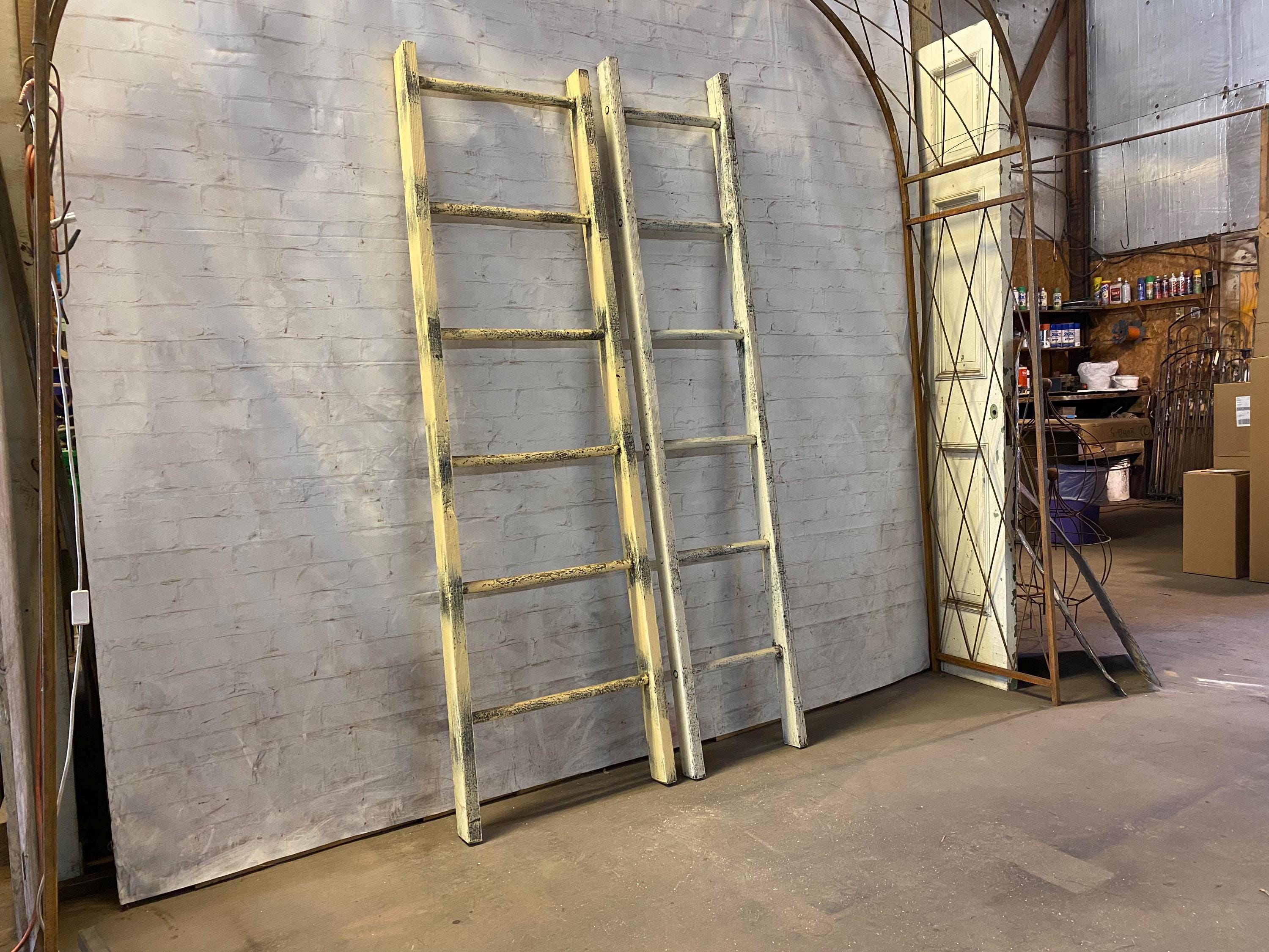 Ladder Rung Shelf Antique Vintage Wooden 6 Rung Ladders - Rustic Shelf - Primitive ...