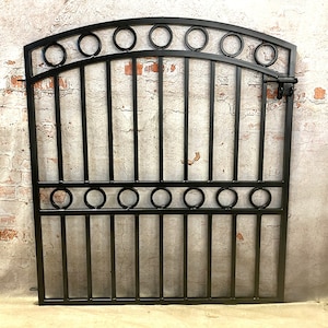 Custom Made Steel 4ft x 4ft Double Circle Metal Gate - Residential or Commercial Wrought Iron Heavy  For Entrances - Secure Yard Landscape