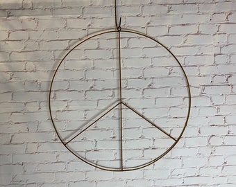Huge 37" Wrought Iron Peace Sign - Rustic Hanging Wall Decoration - Hippie Decorative Symbol - Indoor or Outdoor