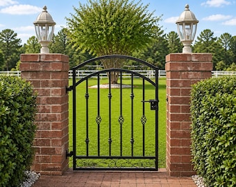 4ft Tall x 3ft Wide Donovan Wrought Iron Garden Gate | Single Entry Gate | USA Made