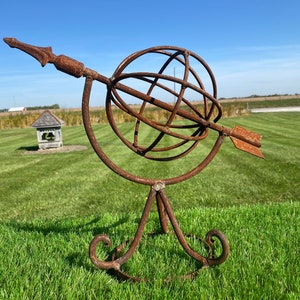 Wrought Iron Small  Sundial -  Obelisk - Metal Yard Decoration