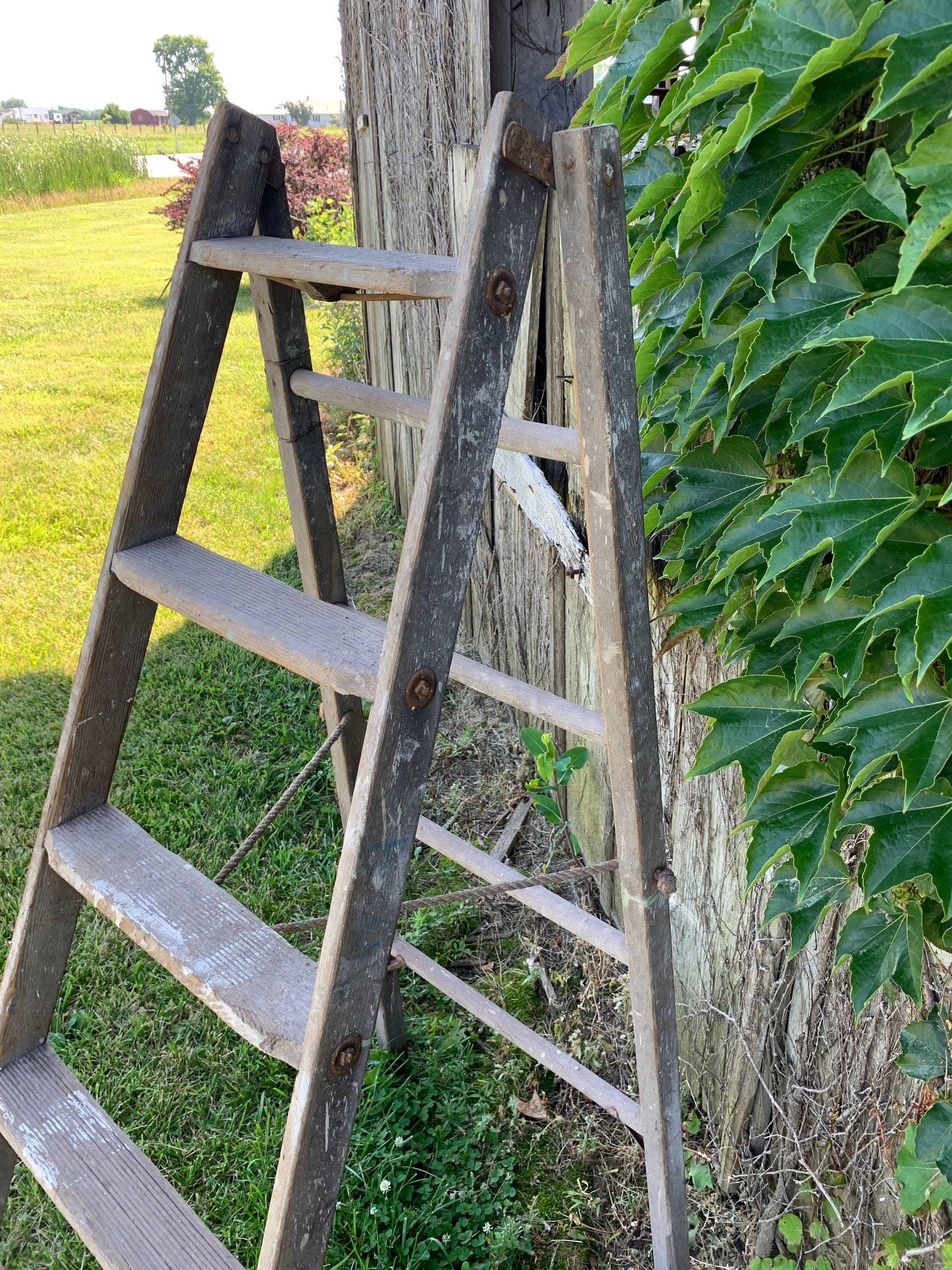 Antique 60 Vintage Wood Ladder 5 Steps Home Decorating - Etsy Italia