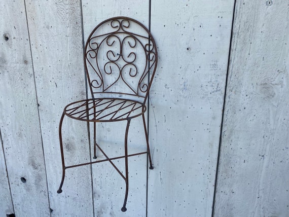 Wrought Iron Miniature Small Chair Furniture Outdoor Seating Metal Patio Accents Lawn Decor Etsy