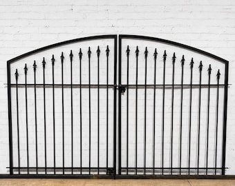 Wrought Iron 4ft Tall x 7.5ft Wide Center Divide Lamoine Gate | Double Driveway Gate | USA Made