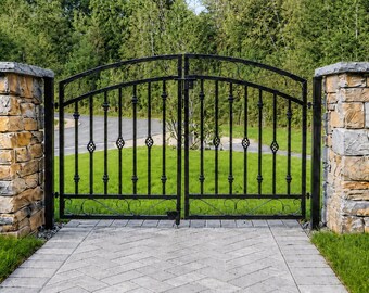 Wrought Iron Gate - 4ft Tall x 6ft Wide Center Divide Donovan | Double Driveway Gate | USA Made