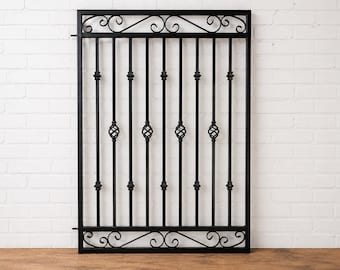5ft Tall x 4ft Wide Flat Top Donovan Wrought Iron Garden Gate | Single Entry Gate | USA Made
