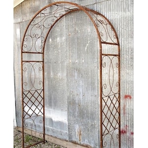 Flower Vine Wrought Iron Scroll Arbor Arch - Trellis Support - Garden Walkway Yard Ornament, Wedding Design Metal Floral Support