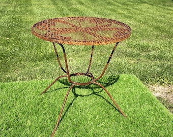 Wrought Iron Miniature Small Table - Side Table - Furniture -  Outdoor Lawn Stand -  Metal Patio Accents - Lawn Decor