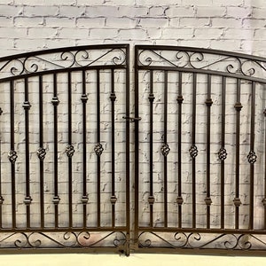 Antique Style Custom Donovan Gate - Center Divide Driveway Wrought Iron Gateway - 4t x 8w