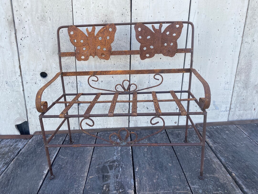24 Wrought Iron Miniature Small Butterfly Bench, Childs Furniture