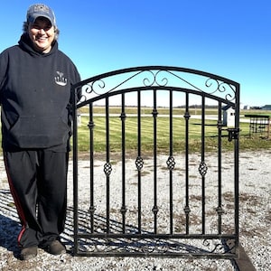 Metal Entrance Gate 48&quot; tall x 42&quot; up to 48&quot; wide Fencing - Business and Home Donovan Wrought Iron Gateway - Can Custom Size