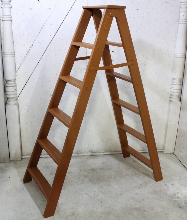 Double 6 Step Ladder Shelf Frame We Will Paint Stain Or Etsy
