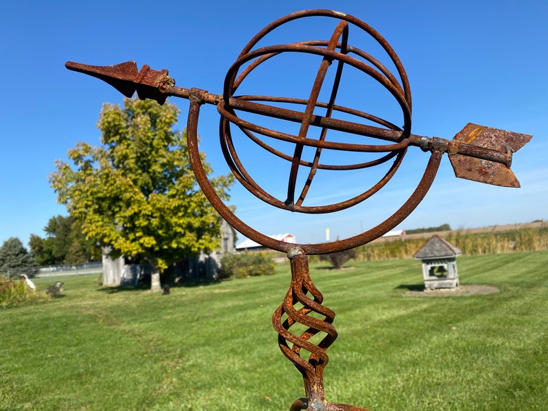 Wrought Iron Sundial Obelisk Metal Yard Decoration Lawn Etsy
