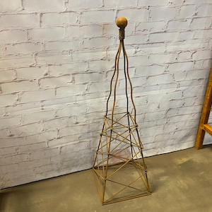 Heavy Wrought Iron 40&quot; Sonny Topiary Flower Trellis, Plant Climber, Vegetable Garden Structure, Rustic Yard Art, Metal Round Vine Obelisk