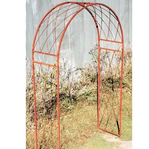 Wrought Iron Criss Cross Arbor Arch - Flower & Vine Support - Garden Walkway Yard Ornament, Wedding Design Metal Floral Support