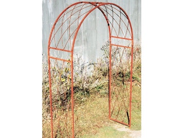 Wrought Iron Criss Cross Arbor Arch - Flower & Vine Support - Garden Walkway Yard Ornament, Wedding Design Metal Floral Support