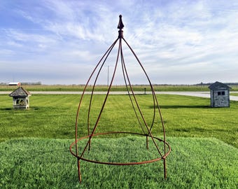 Metal 23' Berry Obelisk Topiary - Wrought Iron Flower Vine Topiary, Plant Climber