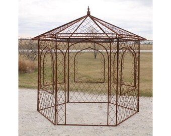 Wrought Iron Garden Gazebo with Door and Windows | Decorative Outdoor Gazebo for Patios, Weddings & Garden Spaces