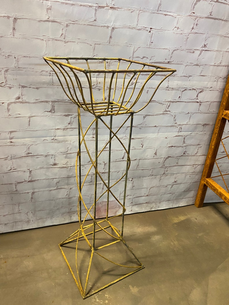 Wrought Iron Sm Column Plant Stand Outdoor Patio Metal Etsy