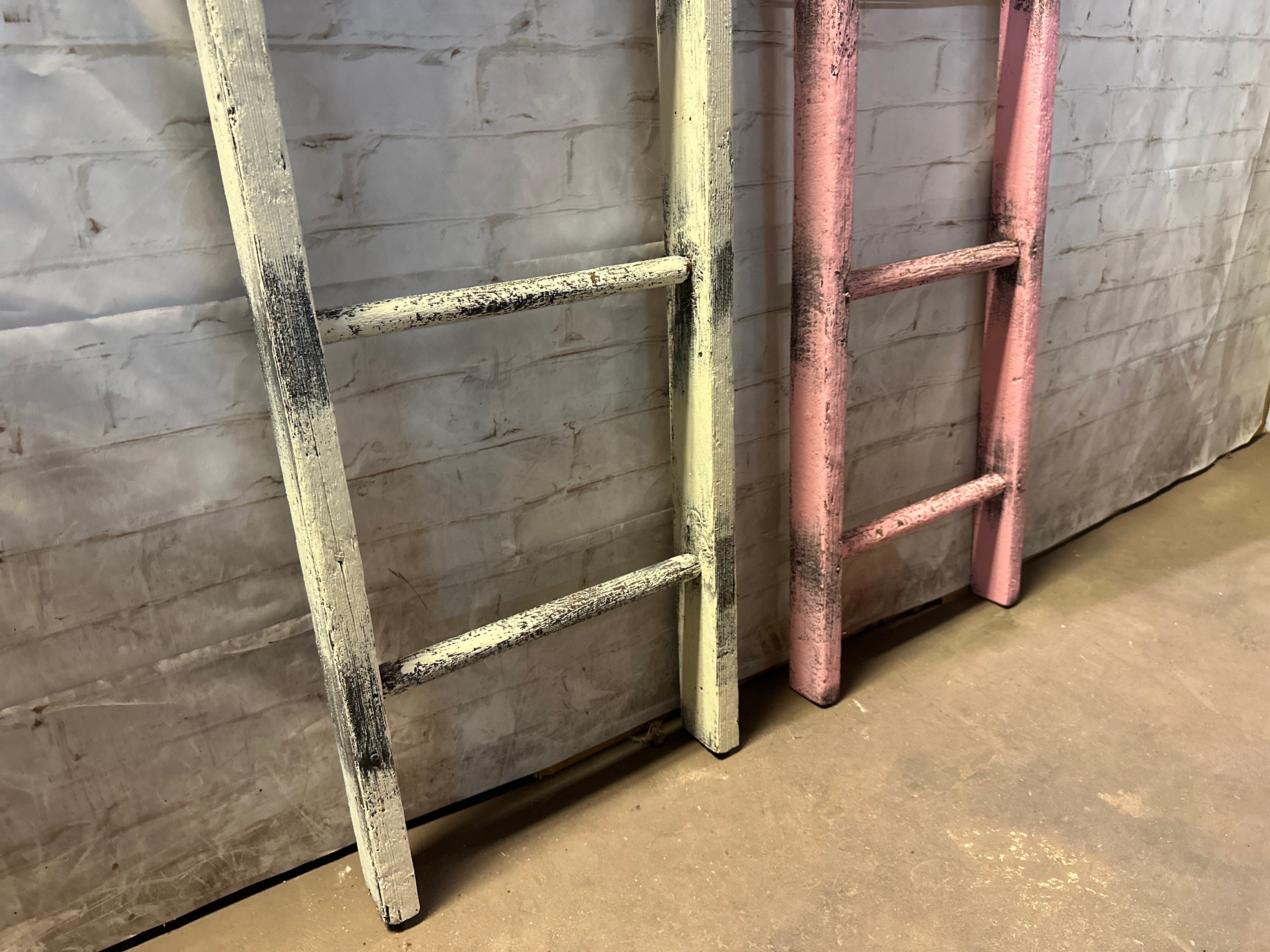 Choose From 2 Vintage Wooden Ladders W/original Metal - Wood