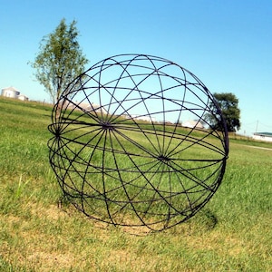 Wrought Iron 30" Garden Sphere, Plant Climber, Rustic Sculpture