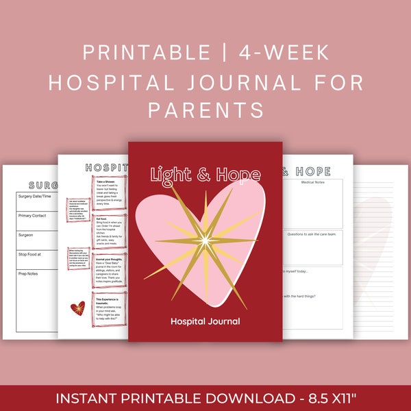 Light & Hope: Hospital Journal for Parents with medically complex kids digital download printable files surgery prep self-care tips