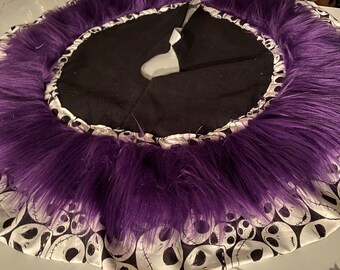 Nightmare Ruffled Christmas Tree Skirt, Purple Fur Christmas Tree Skirt
