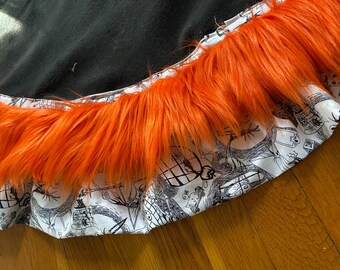 Nightmare Ruffled Christmas Tree Skirt, Orange Fur Christmas Tree Skirt