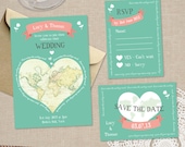 DIY Printable Wedding Invitation - Lovely World Wedding Stationery Set - Invite, RSVP & Save The Date - Printable