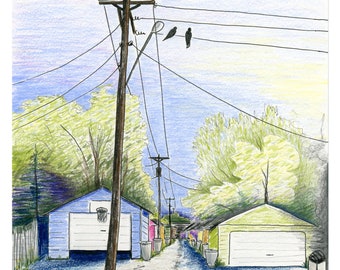 Alleyway Drawing Etsy