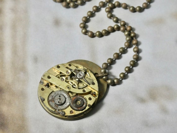 Gear necklace, steampunk altered brass watch neck… - image 3