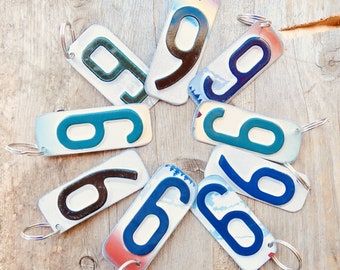 Number 9 Keychain from repurposed License Plates