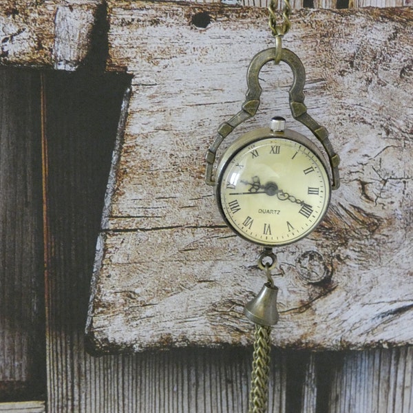 Pocket Watch Necklace, Brass Globe Watch