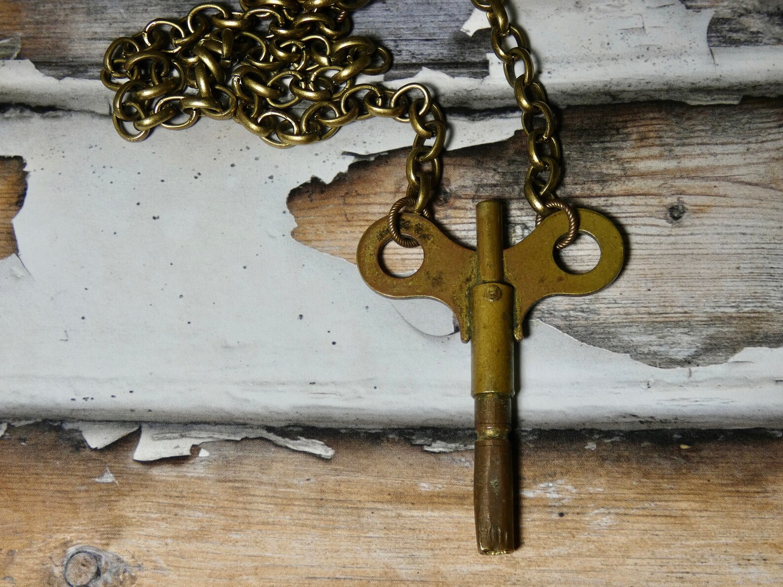 Vintage Rare Winding Clock Key Necklace Etsy