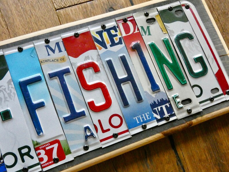 GONE FISHING Custom License Plate Sign Choose a Customized Etsy