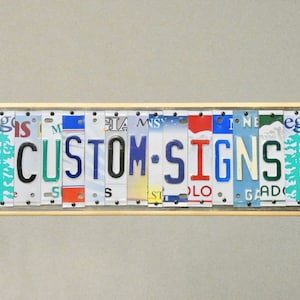 Custom License Plate Sign - Choose your personalized word, name, business name - Decorative sign