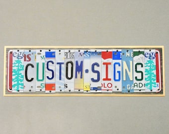 Custom License Plate Sign - Choose your personalized word, name, business name - Decorative sign