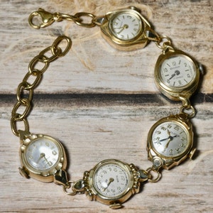 Vintage Watch Bracelet, One of a Kind Bracelet, All Gold plated Watch Bracelet- EBB