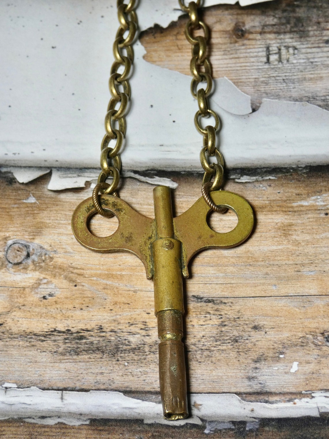 Vintage Rare Winding Clock Key Necklace Etsy