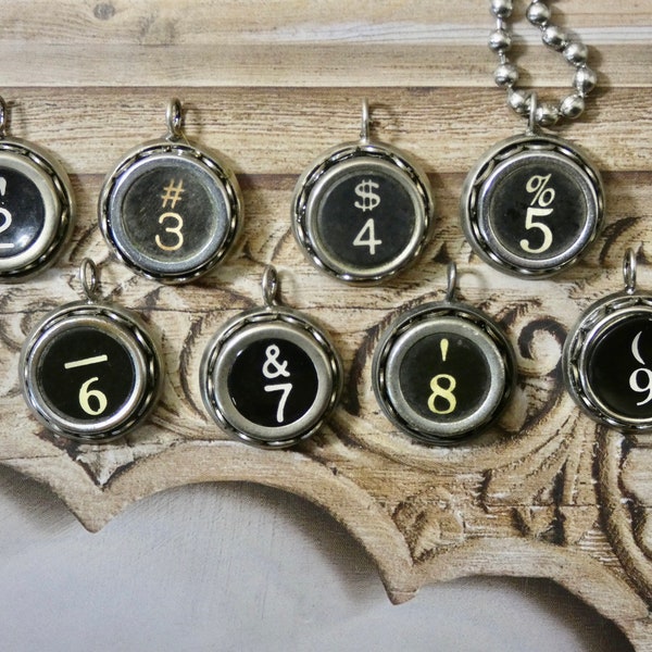 Typewriter Number Necklace • 2,3,4,5,6,7,8,9 • Authentic Typewriter Key Numbers